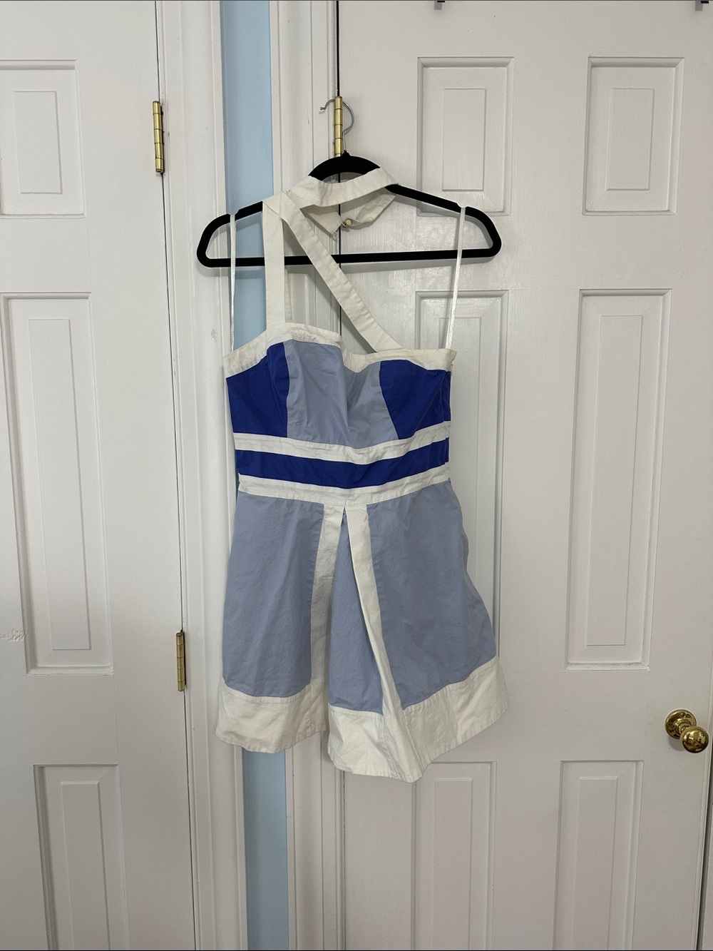 Maeve Blue and White Colorblock Dress